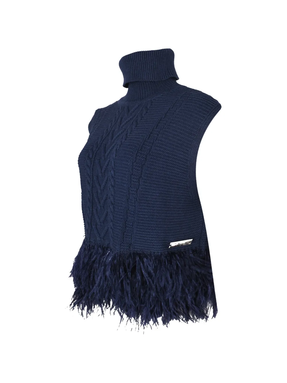 Izaak Azanei cable-knit feather-trim sweater
