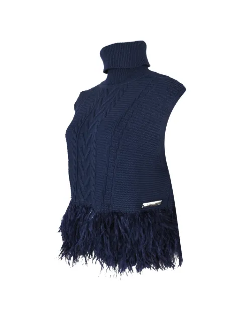 Izaak Azanei cable-knit feather-trim sweater
