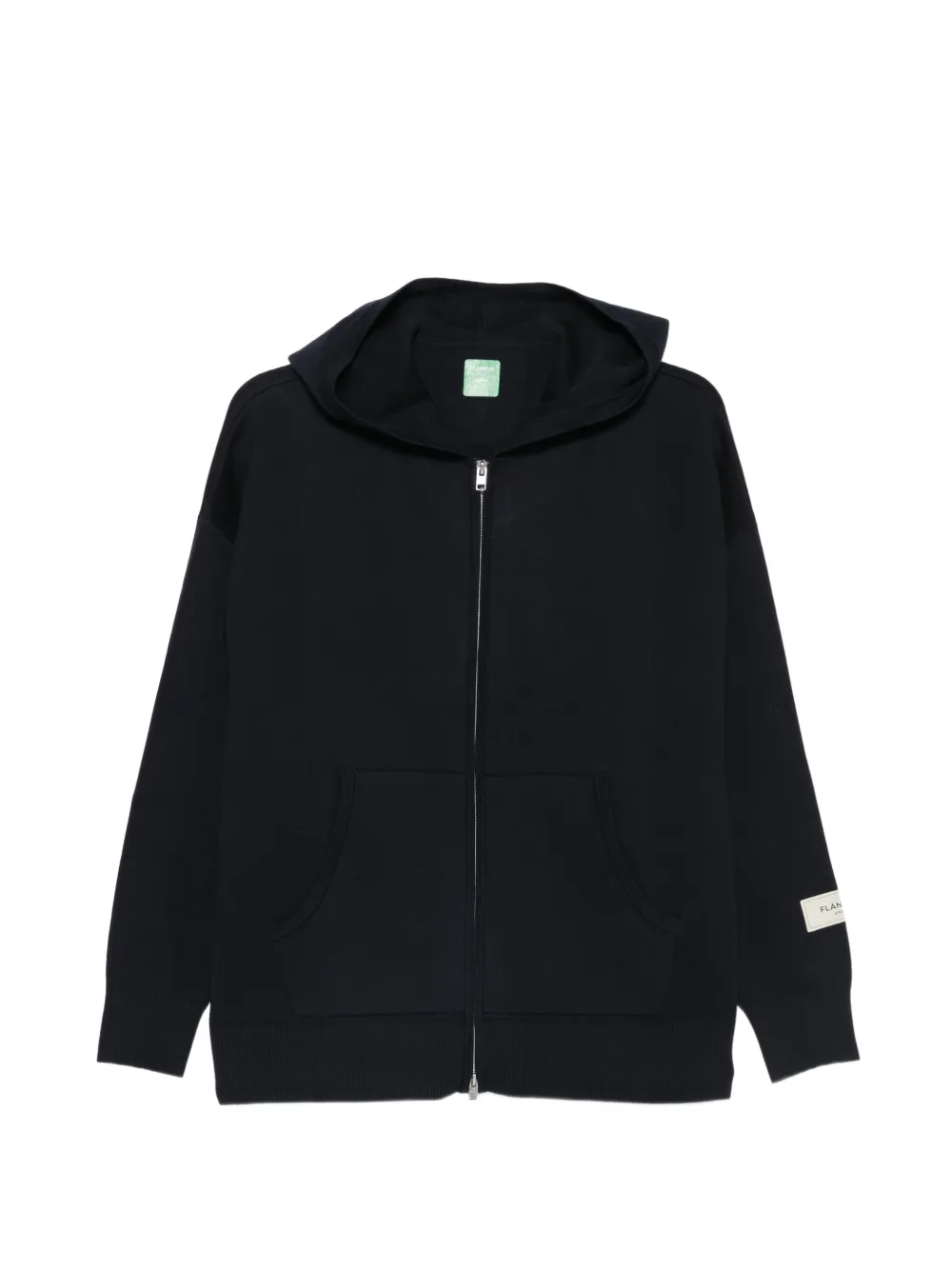 FLÂNEUR zip-up logo-patch hoodie - Blue