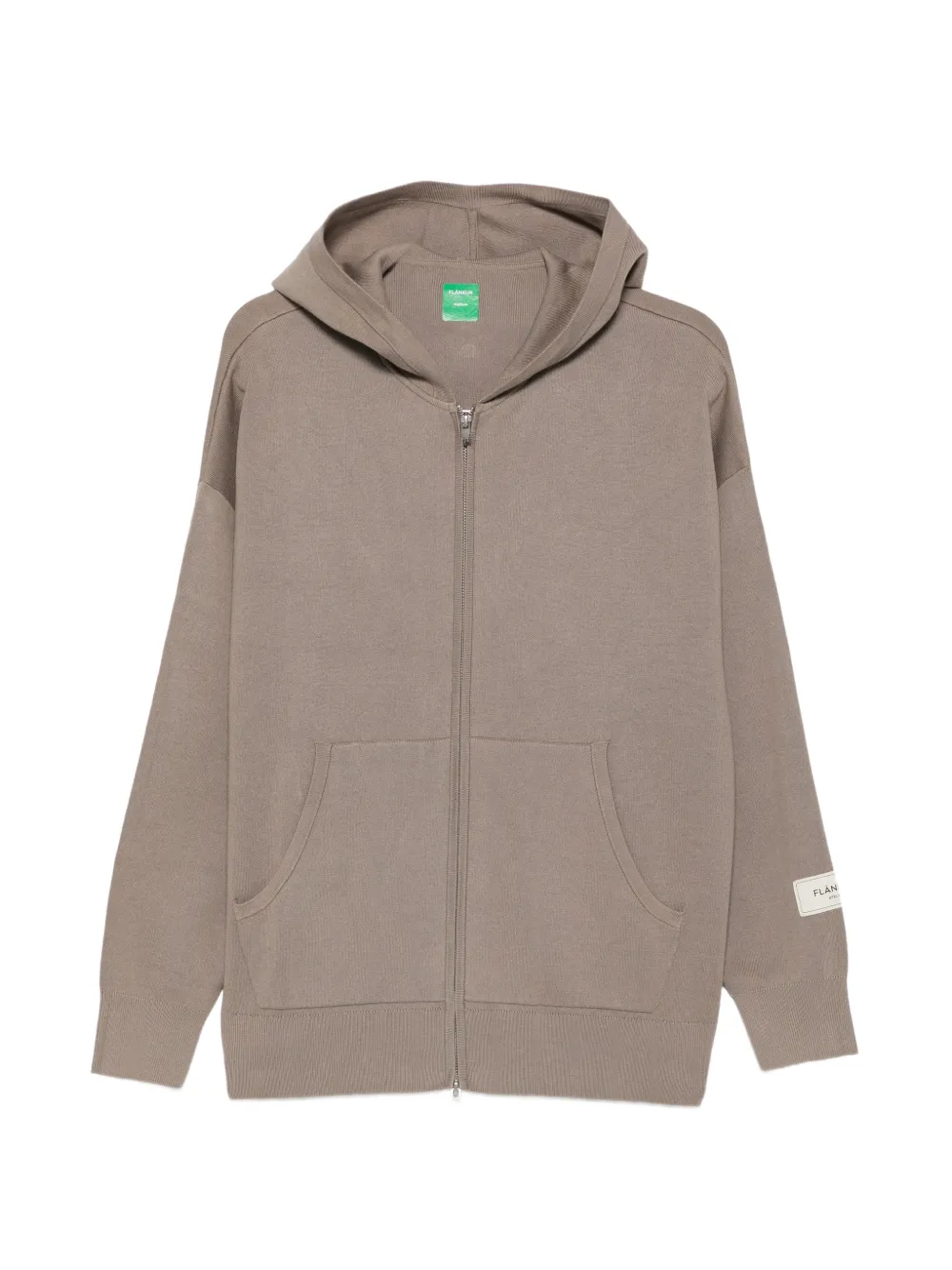 FLÂNEUR zip-up knitted hoodie - Brown