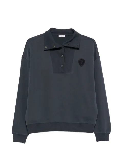 Brunello Cucinelli logo-patch half-button sweatshirt