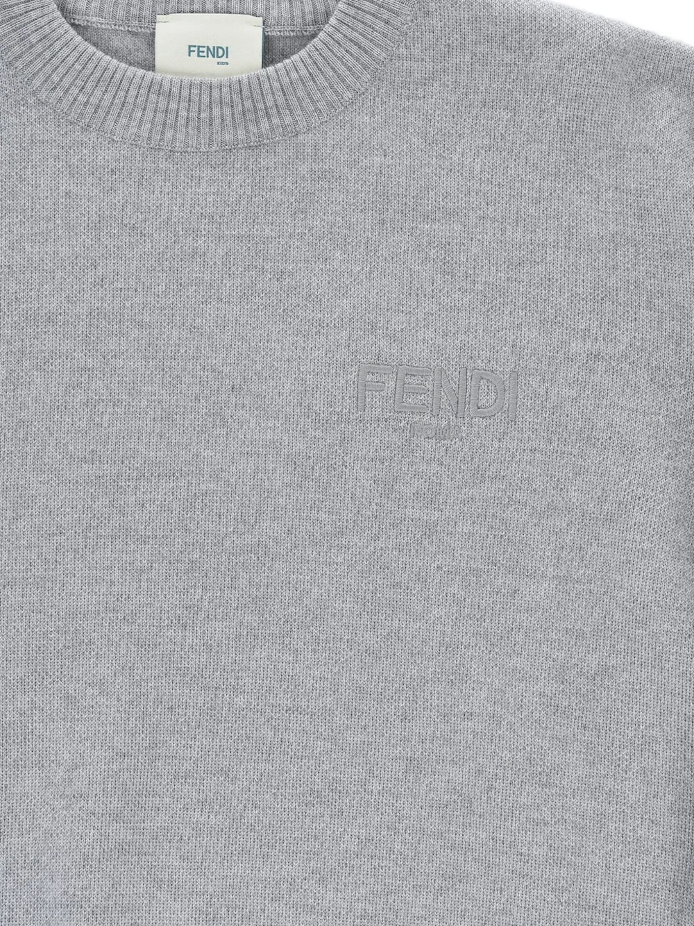 Fendi Kids logo-embroidered side-slit sweater Grijs