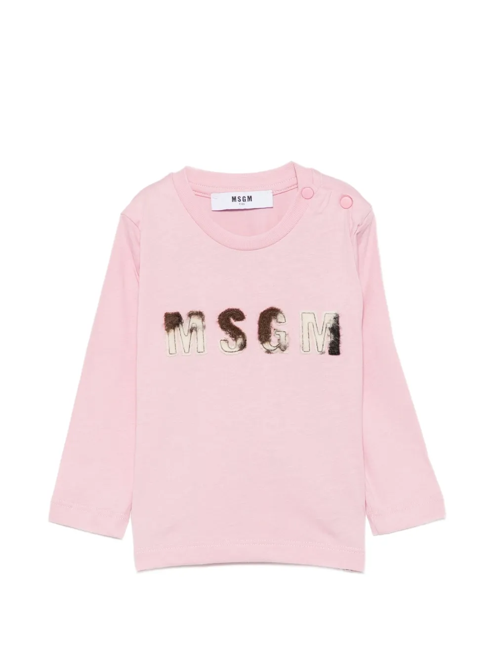 MSGM Kids Langarmshirt mit Logo-Patch - Rosa