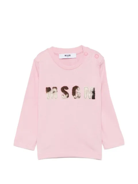 MSGM Kids logo-patch long-sleeve T-shirt