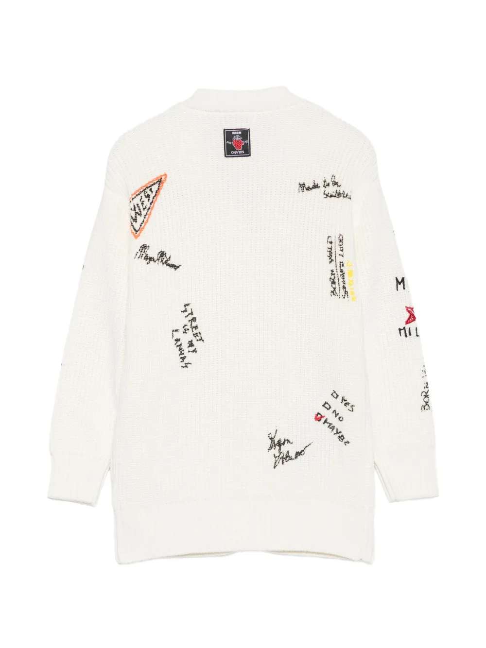 MSGM Kids Ribgebreid vest met graffiti-borduurwerk Wit