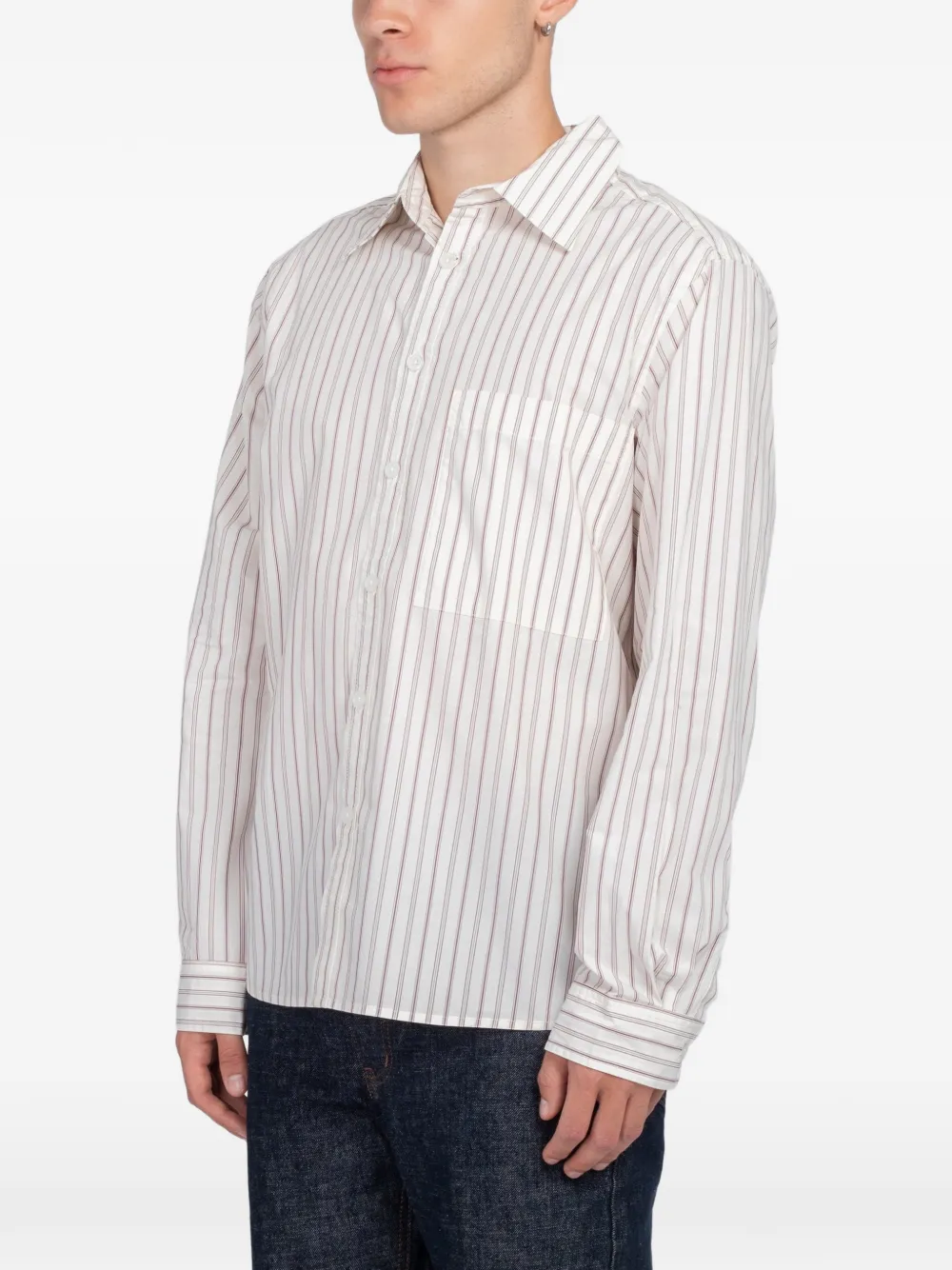 MINIMUM Ace Rlx Ls relaxed-fit striped shirt Beige
