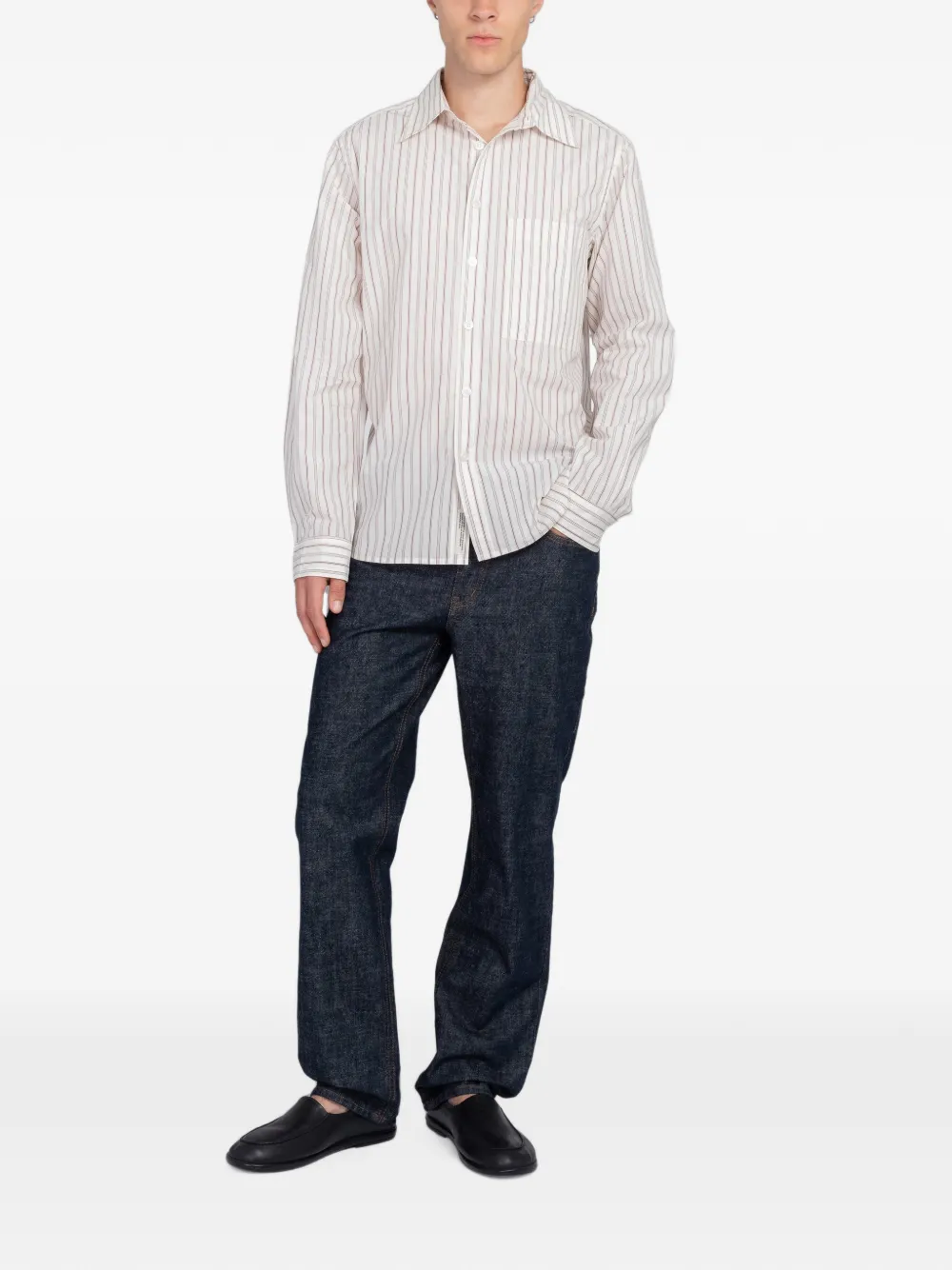 MINIMUM Ace Rlx Ls relaxed-fit striped shirt Beige