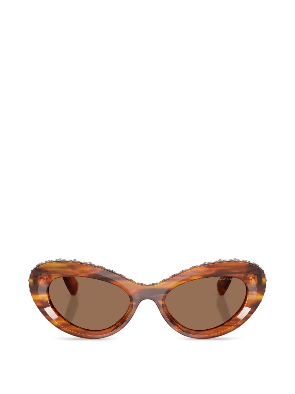 Swarovski crystal-embellished tortoiseshell-effect sunglasses - Marrone