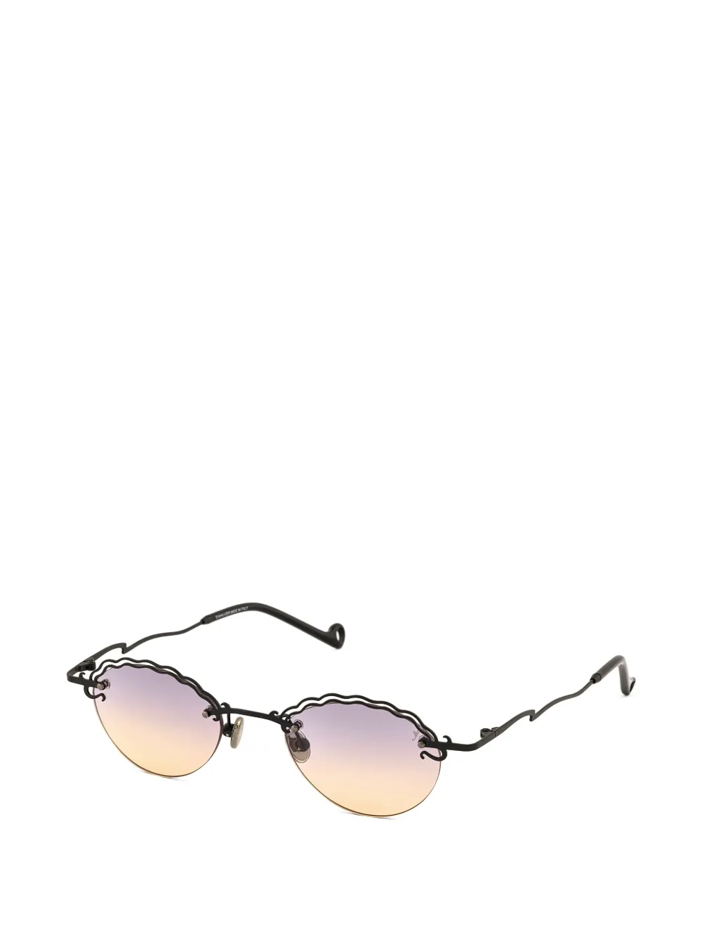 Eyepetizer Rive scalloped round-frame sunglasses - Nero