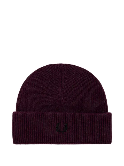 Fred Perry ribbed-knit embroidered beanie hat