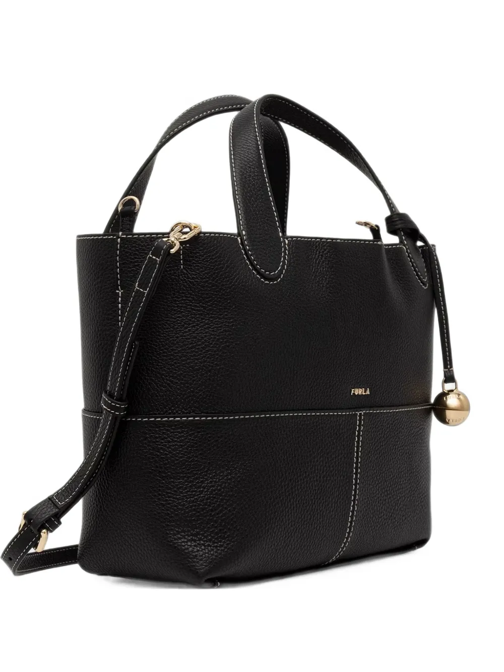 Furla contrast-stitch leather tote bag