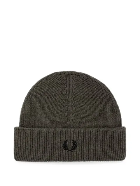 Fred Perry logo-embroidered wool beanie hat