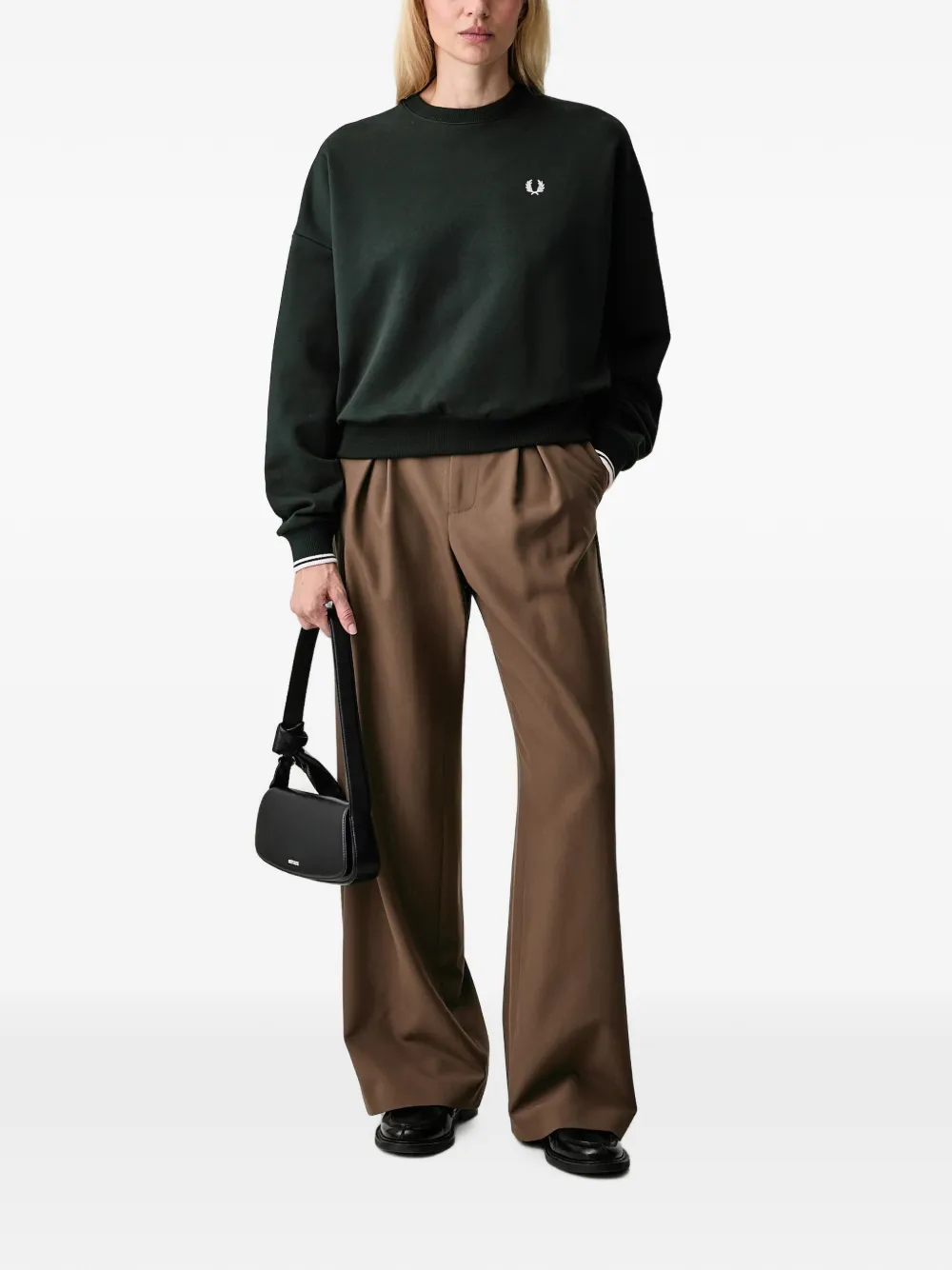 Fred Perry Sweater met geborduurd logo Groen