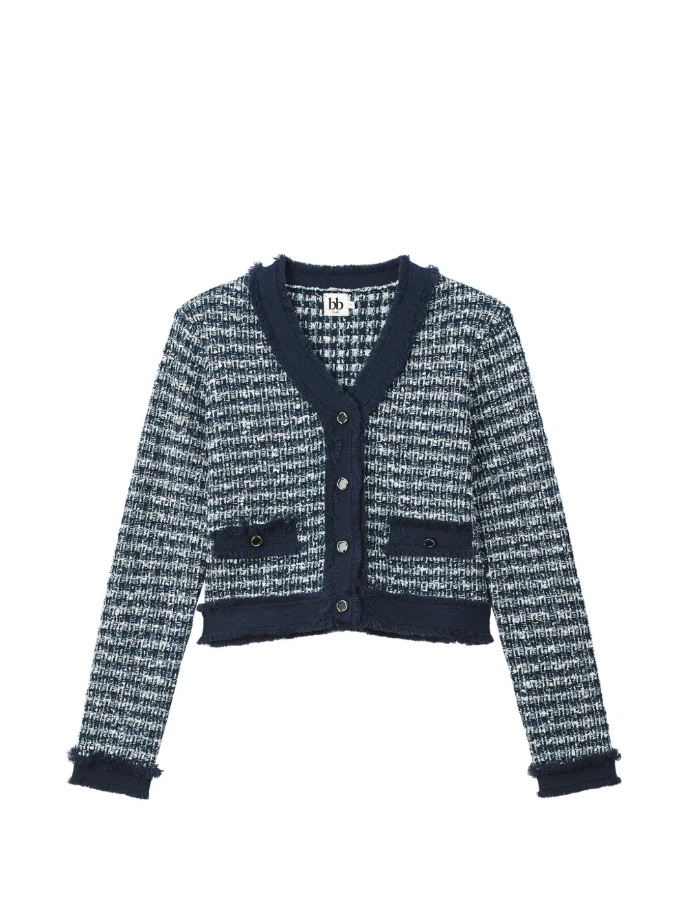 b+ab tweed-effect frayed cardigan