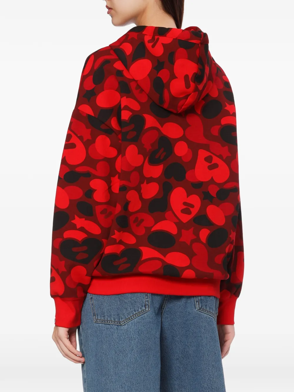 APEE™ by *A BATHING APE Hoodie met hartvormige camouflage-print en rits Rood