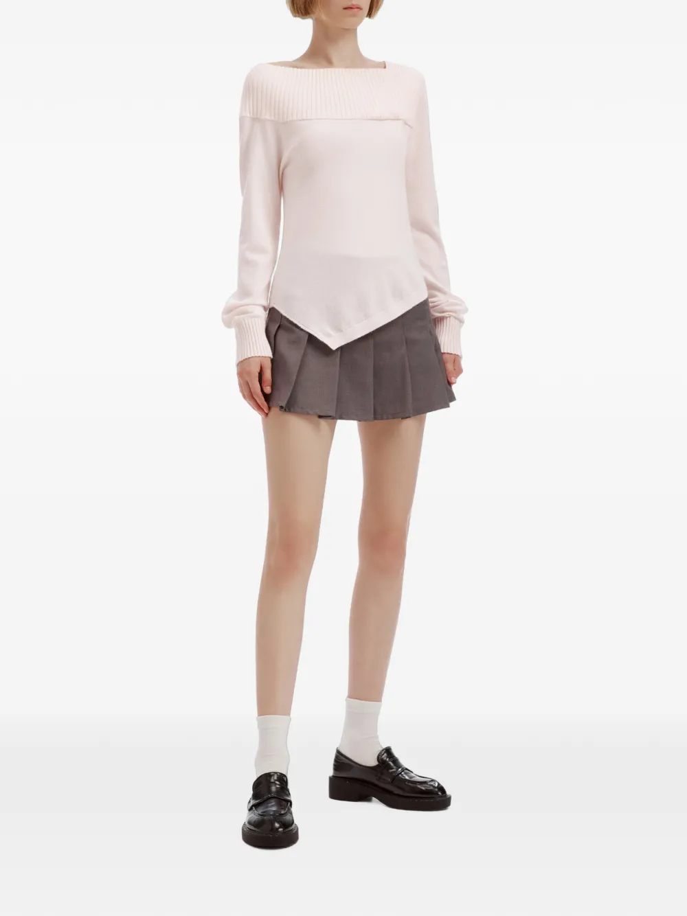 tout a coup Asymmetrische ribgebreide trui Roze
