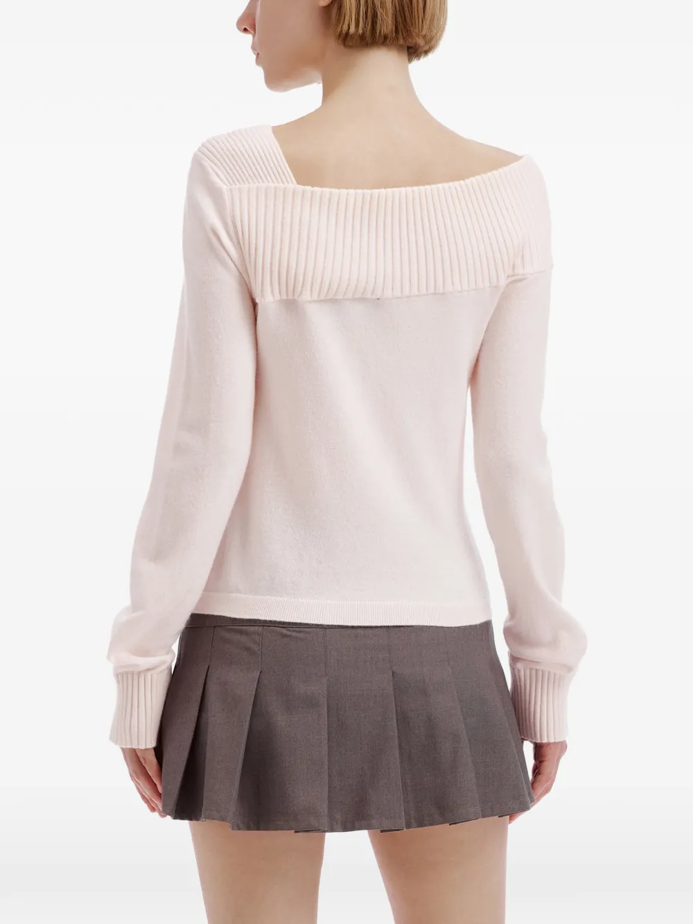 tout a coup Asymmetrische ribgebreide trui Roze
