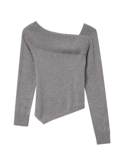 tout a coup asymmetric-hem ribbed-trim sweater