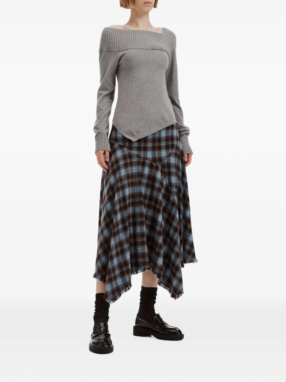 tout a coup Trui met asymmetrische zoom en geribbelde afwerking Grijs