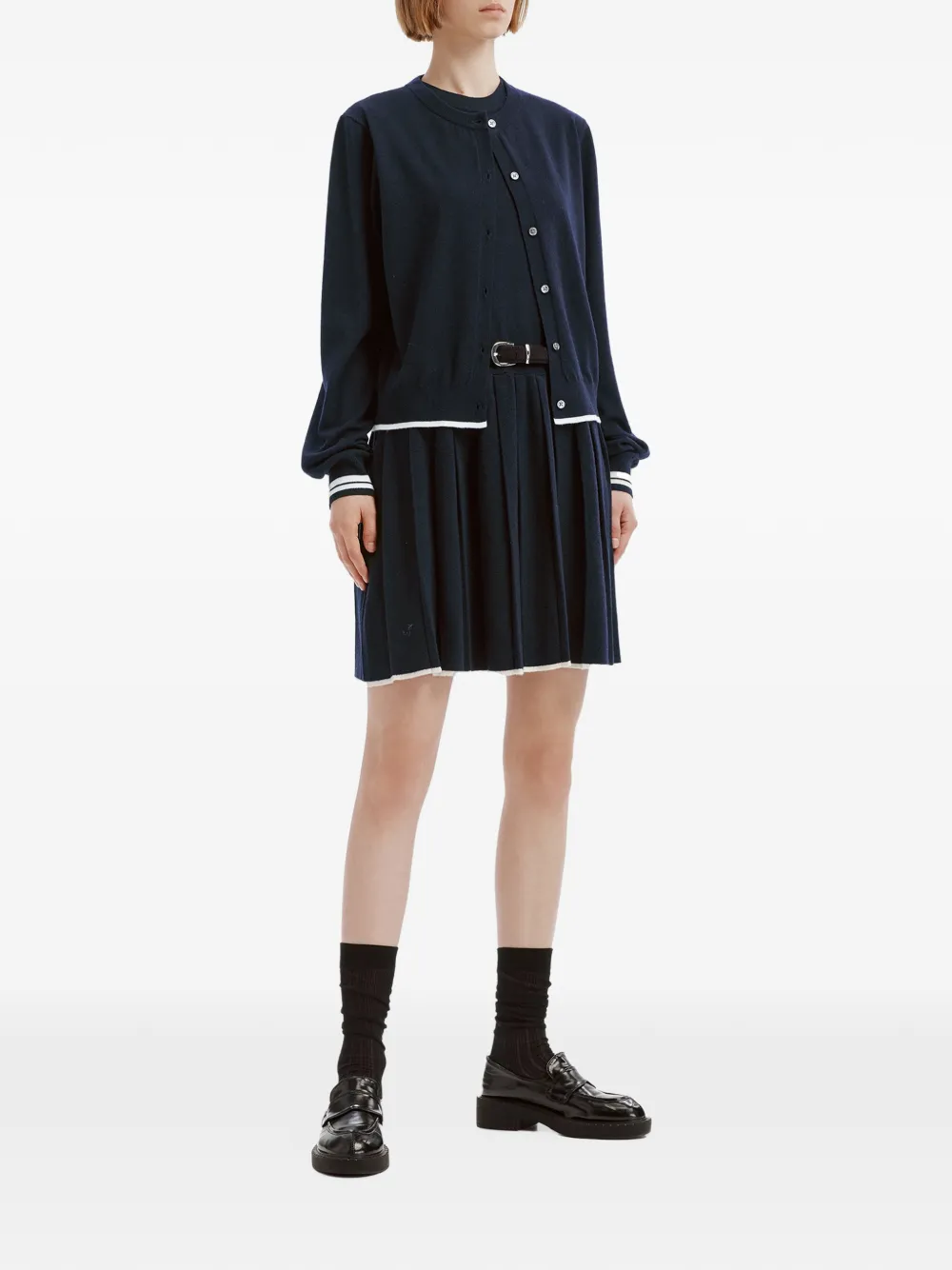 b+ab Geplooide mini-jurk met ceintuur Blauw