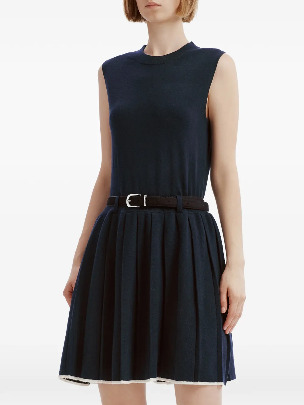 b+ab Geplooide mini-jurk met ceintuur Blauw