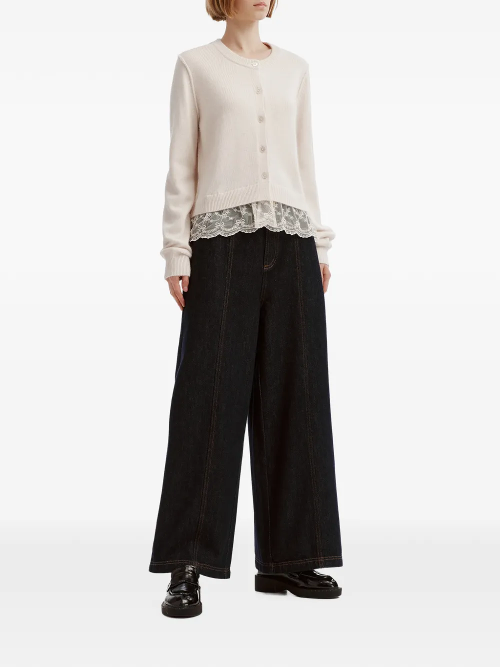 tout a coup Vest met kanten afwerking Wit