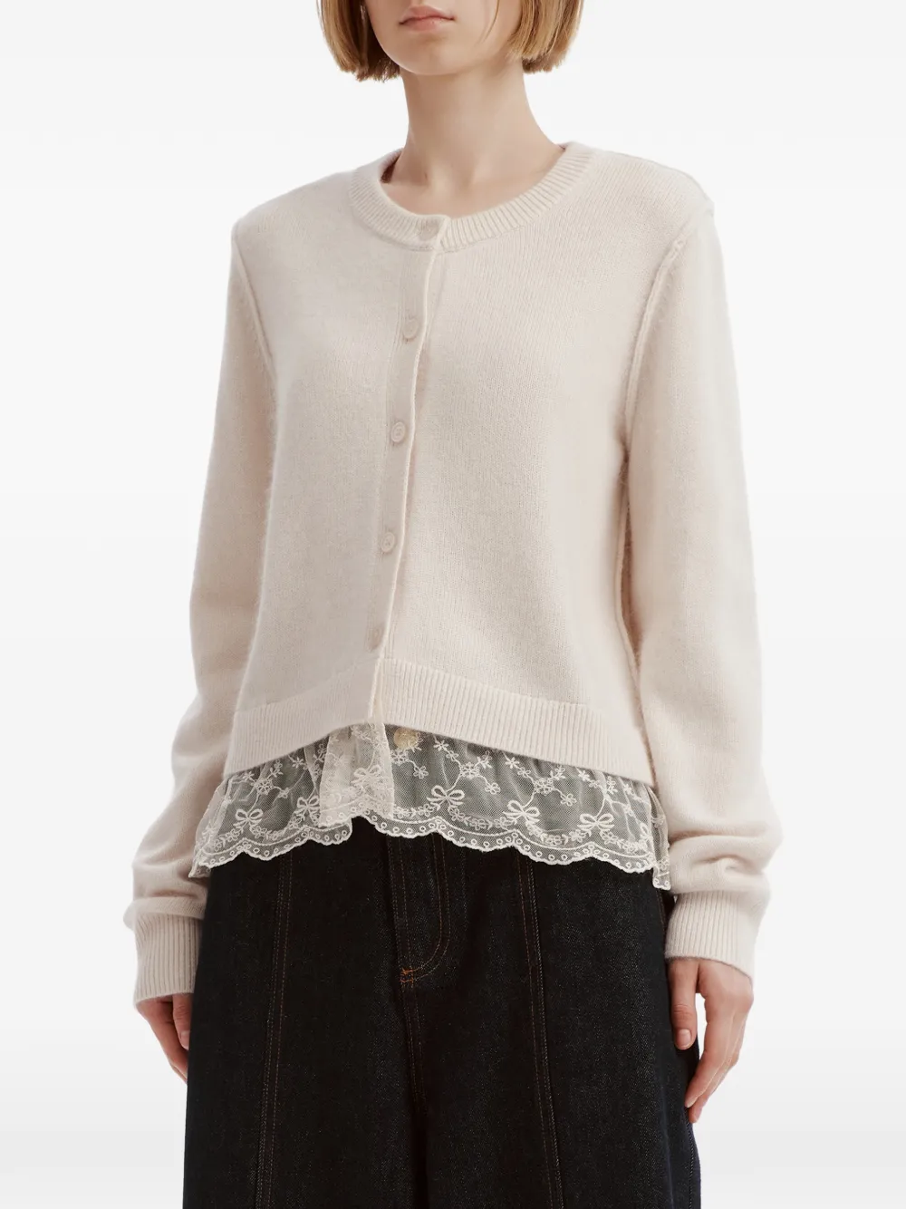 tout a coup Vest met kanten afwerking Wit