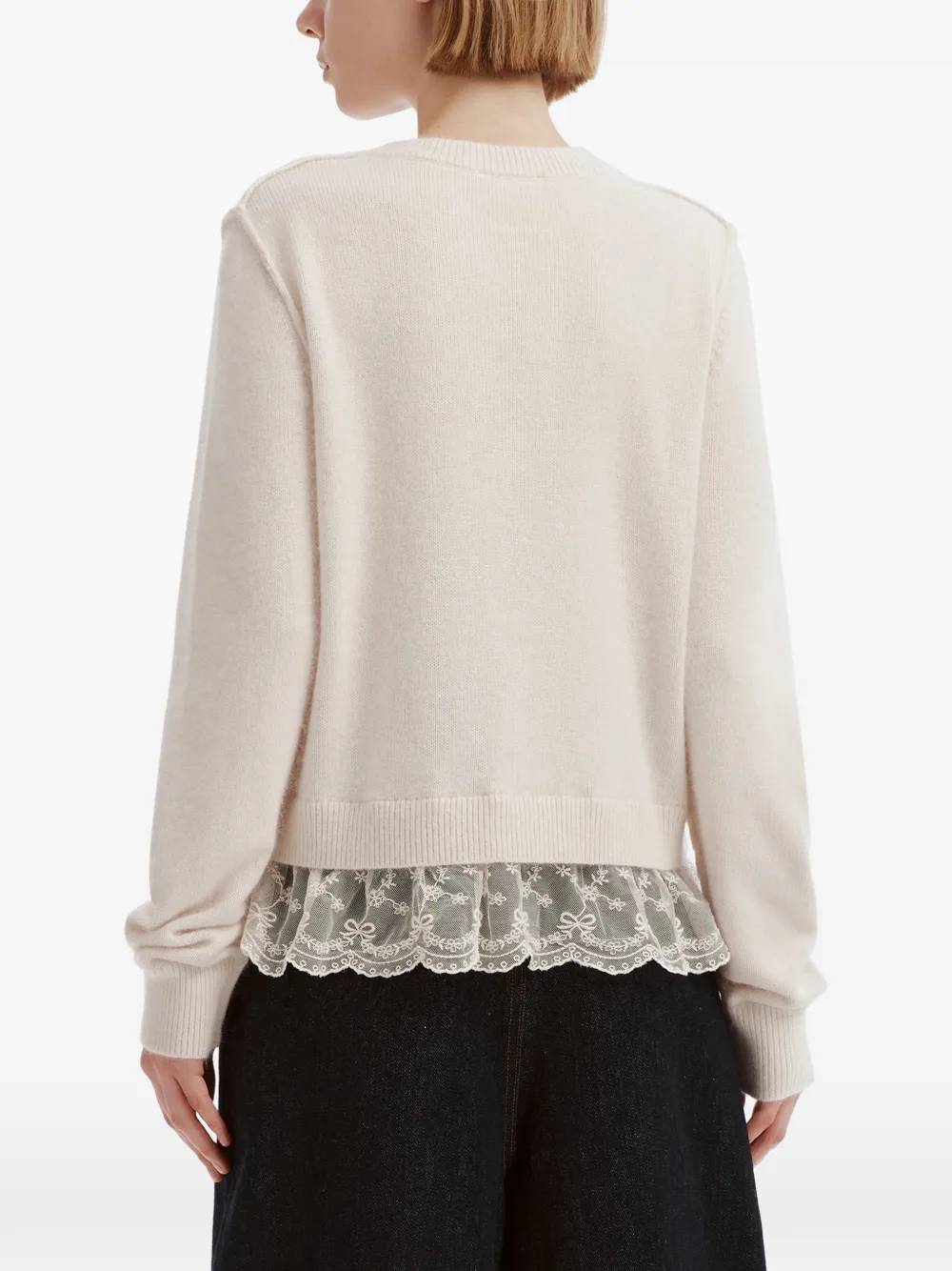 tout a coup Vest met kanten afwerking Wit