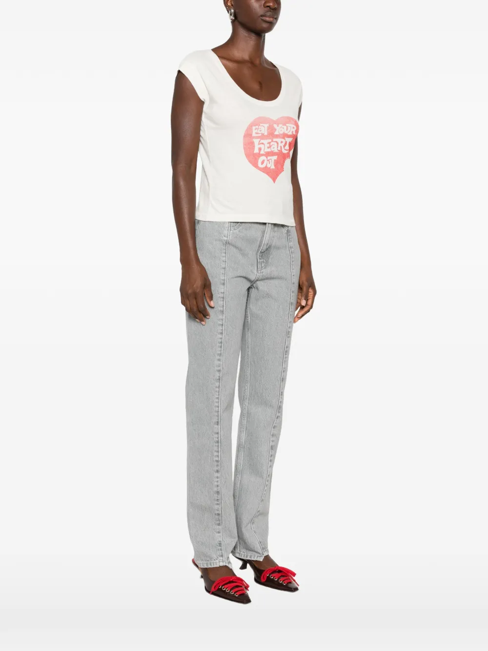 RE DONE T-shirt met grafische print Beige