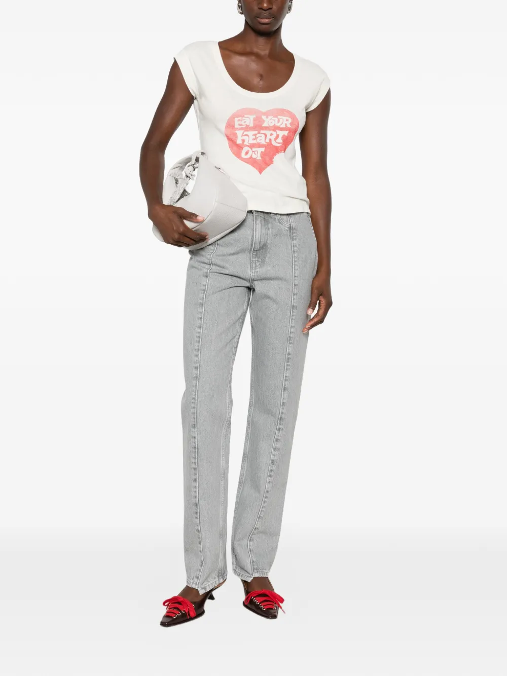 RE DONE T-shirt met grafische print Beige