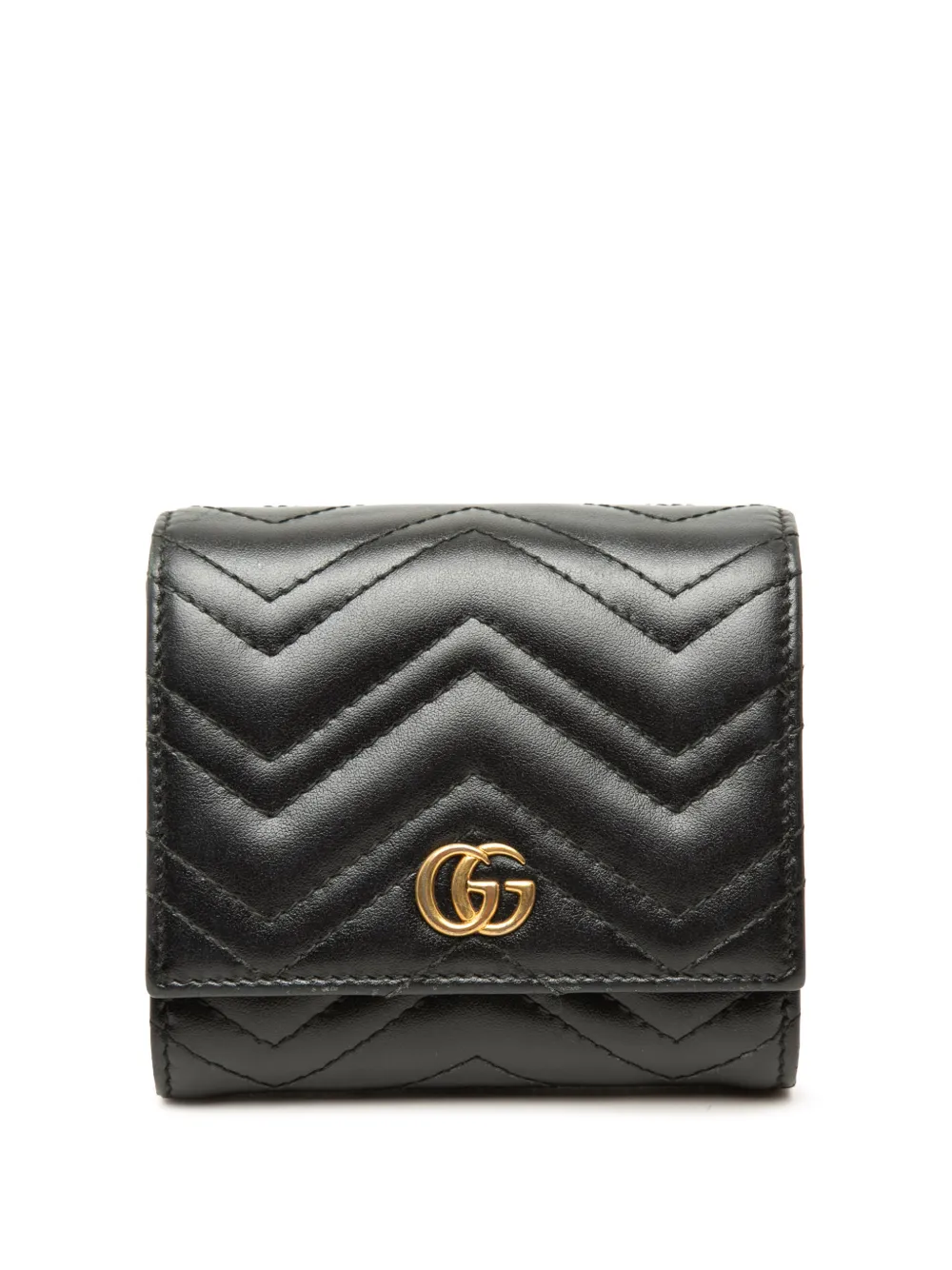 Gucci Pre-Owned 2016-2026 GG Marmont Matelasse Calfskin Card Case Wallet small wallets - Nero