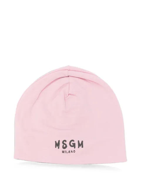 MSGM Kids logo-print beanie hat