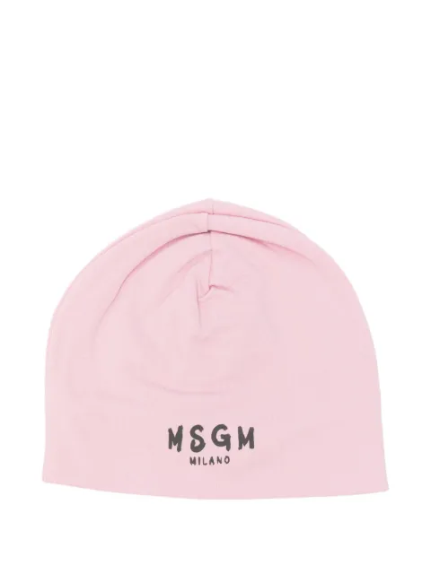 MSGM Kids gorro con logo estampado
