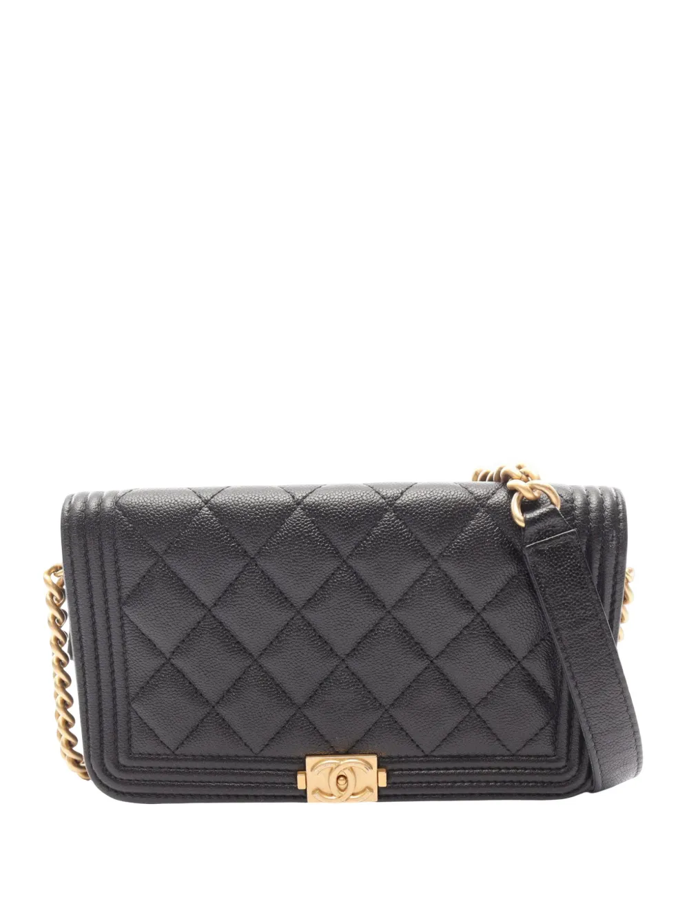 CHANEL Pre-Owned 2021-2026 Quilted Caviar Boy Wallet on Chain crossbody bag - Nero