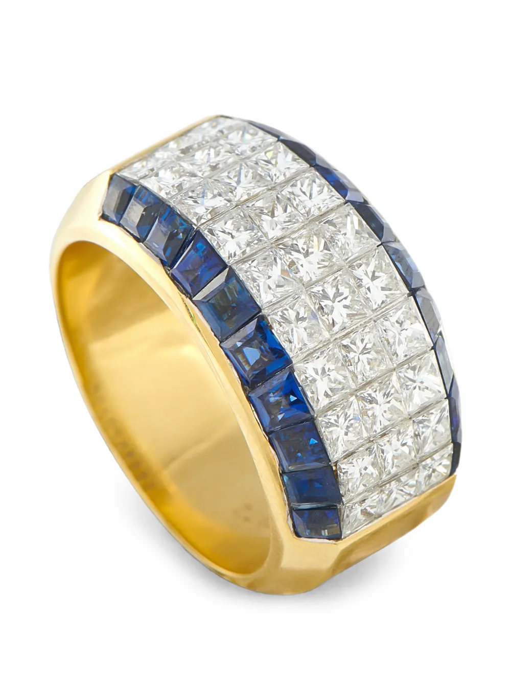 QUAD Ring mit Diamant und Saphir - Gold