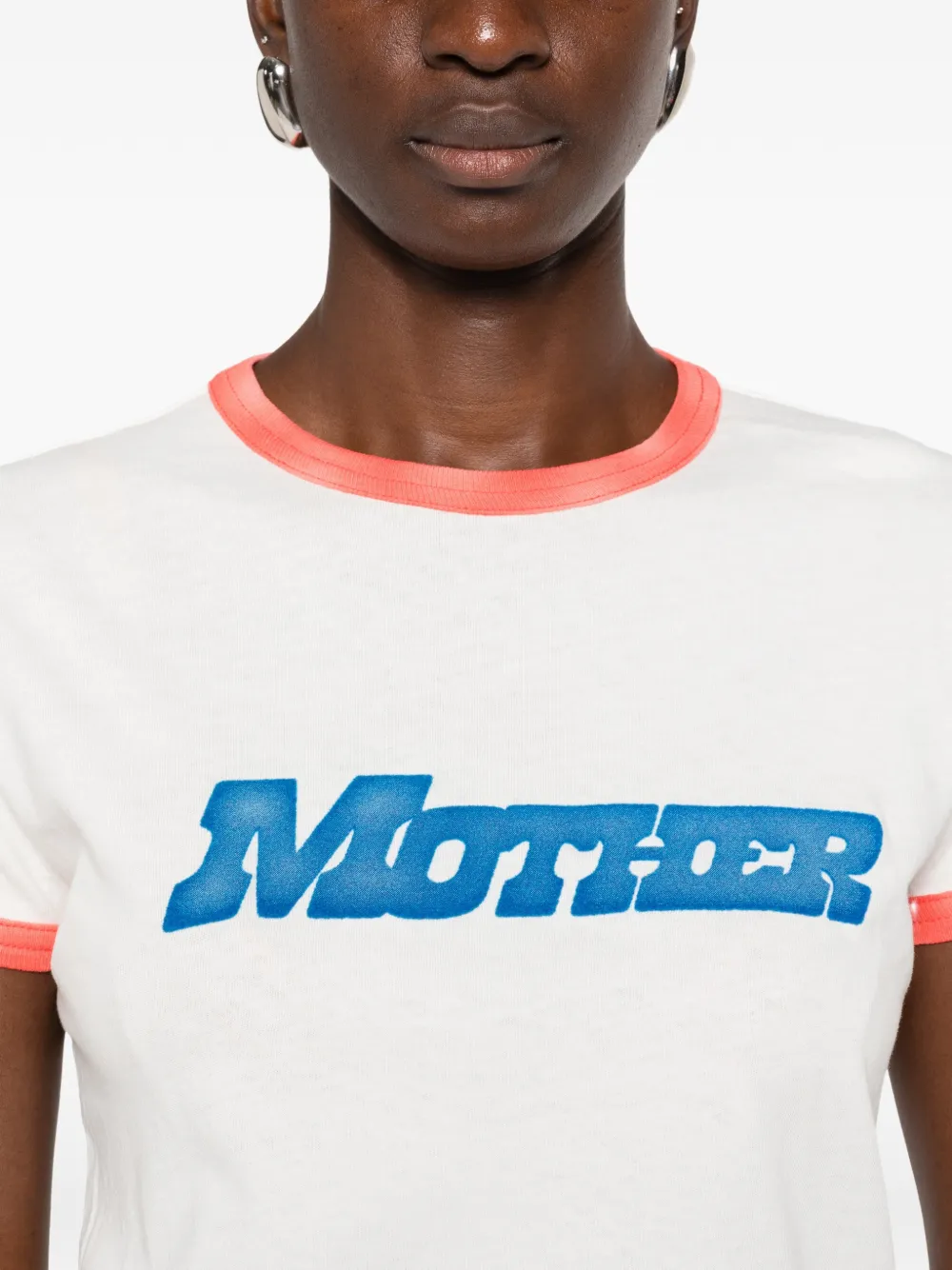 MOTHER logo-print ringer T-shirt Wit
