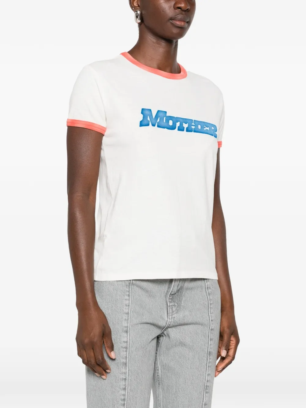 MOTHER logo-print ringer T-shirt Wit