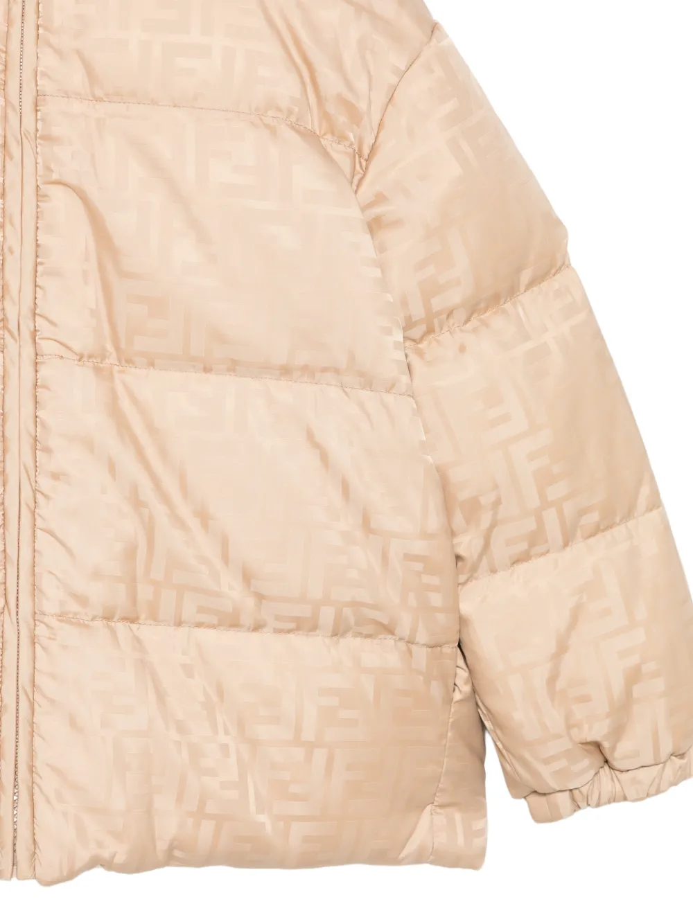 Fendi Kids reversible FF logo hooded puffer jacket Beige