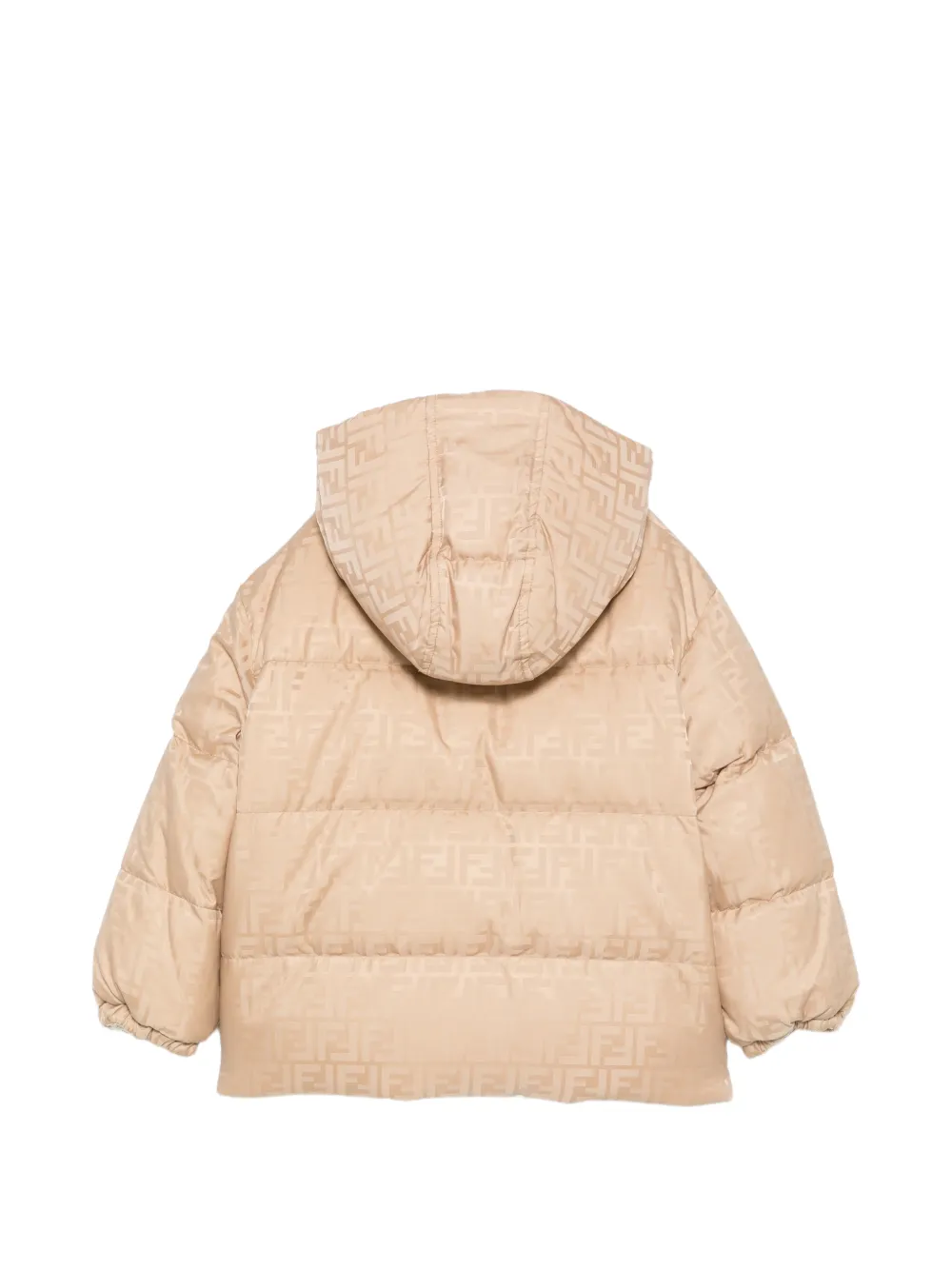 Fendi Kids reversible FF logo hooded puffer jacket Beige