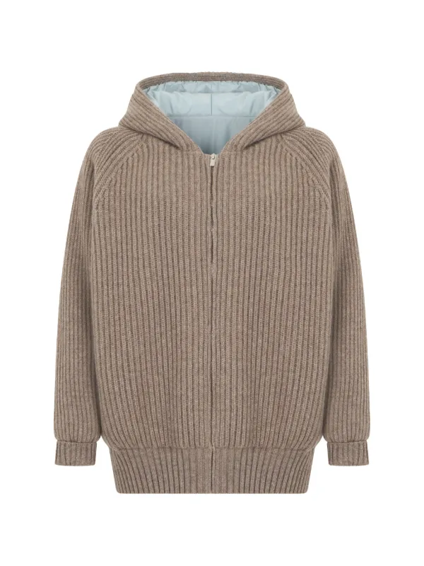 Fedeli Hooded Zip-up Hoodie in Brown