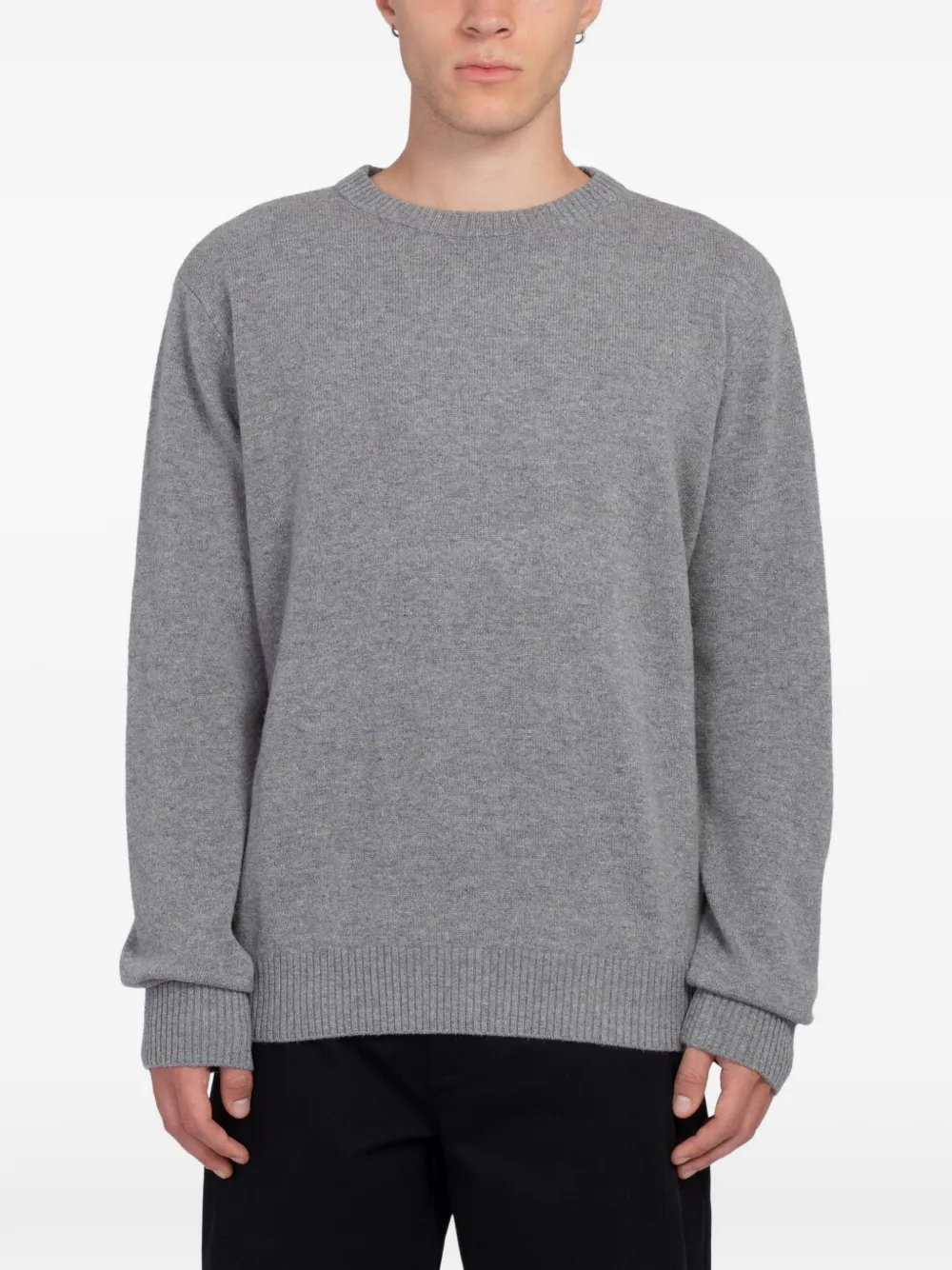 Minimum Roland Crew-neck Ribbed-trim Sweater In Grey