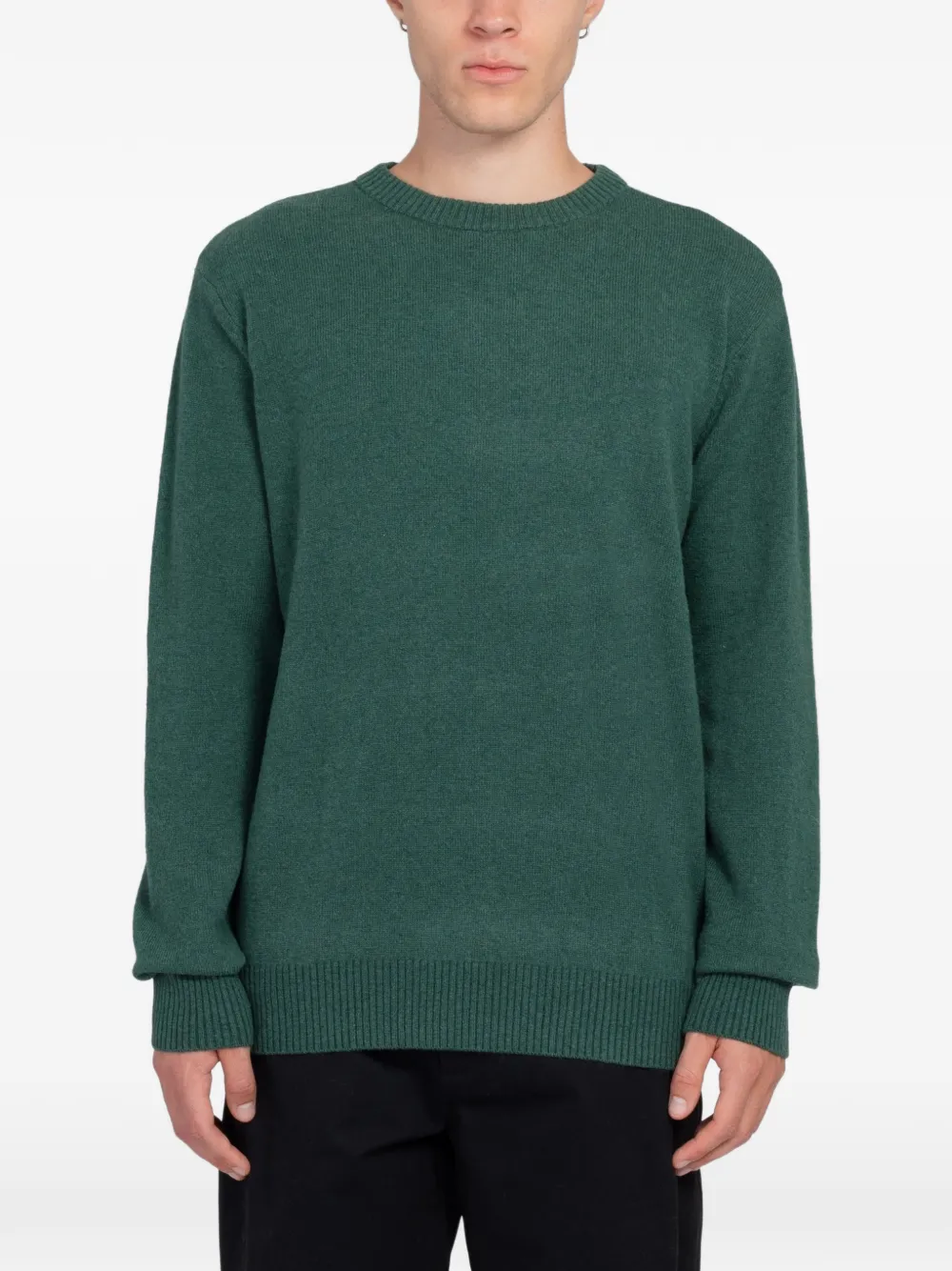 Minimum Roland Crew-neck Ribbed-trim Sweater In Green