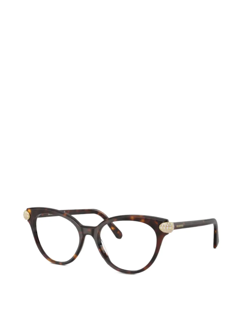 Swarovski tortoiseshell-effect crystal-embellished glasses - Marrone