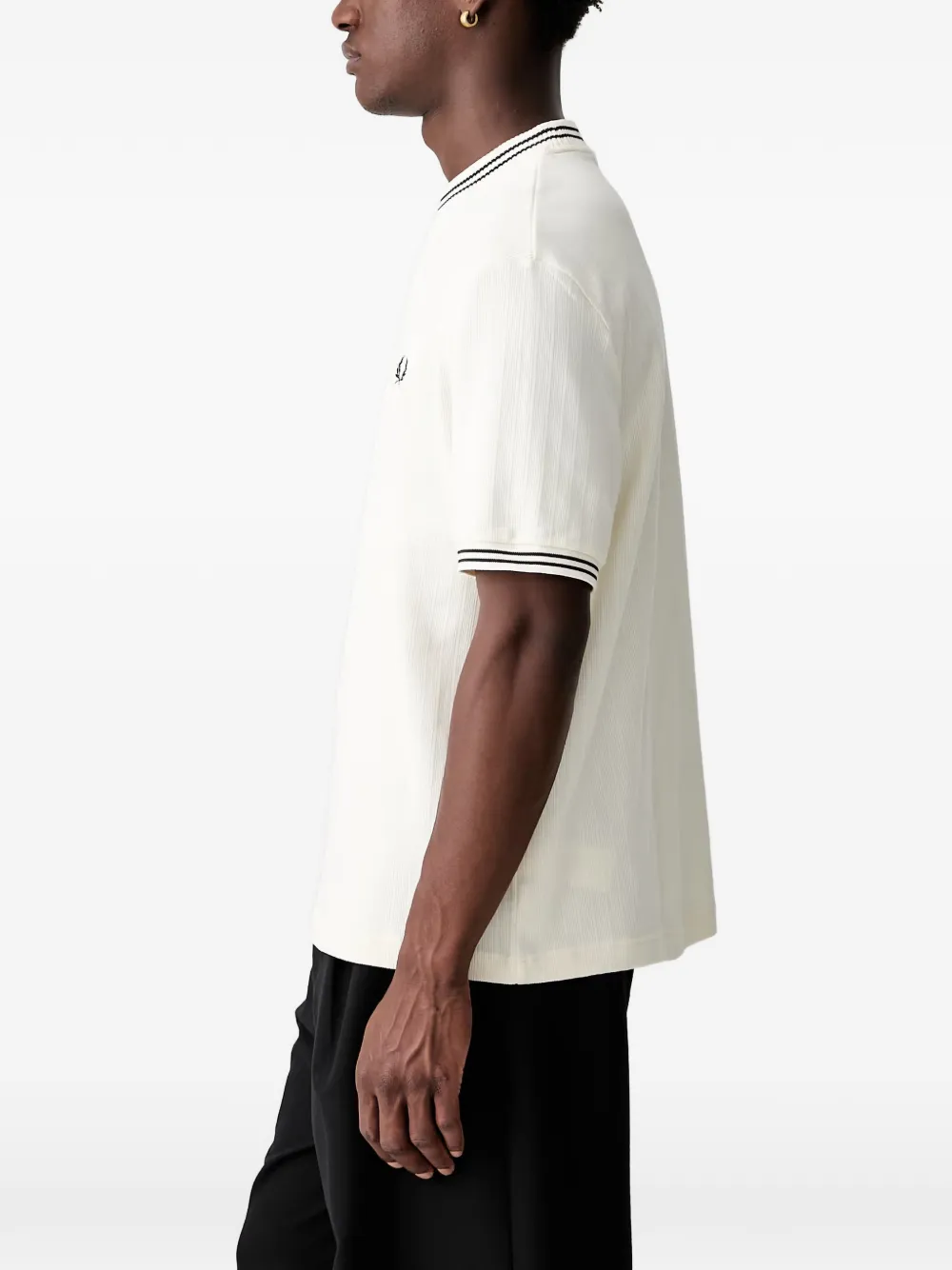 Fred Perry Geribbeld T-shirt Beige
