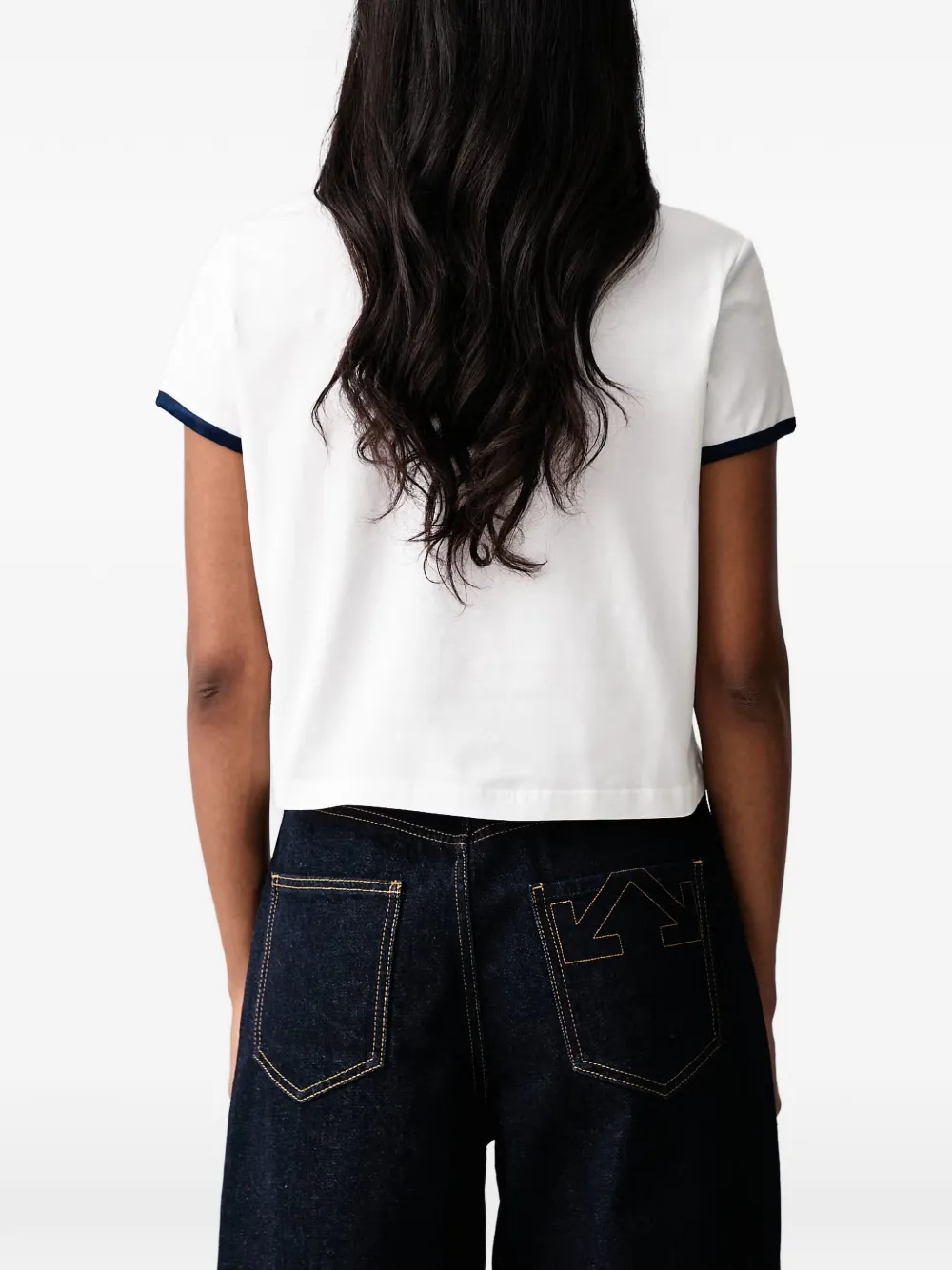 Fred Perry Ringer T-shirt met geborduurd logo Wit