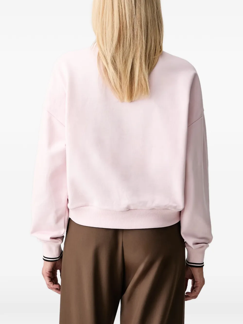 Fred Perry Sweater met geborduurd logo en manchetten Roze