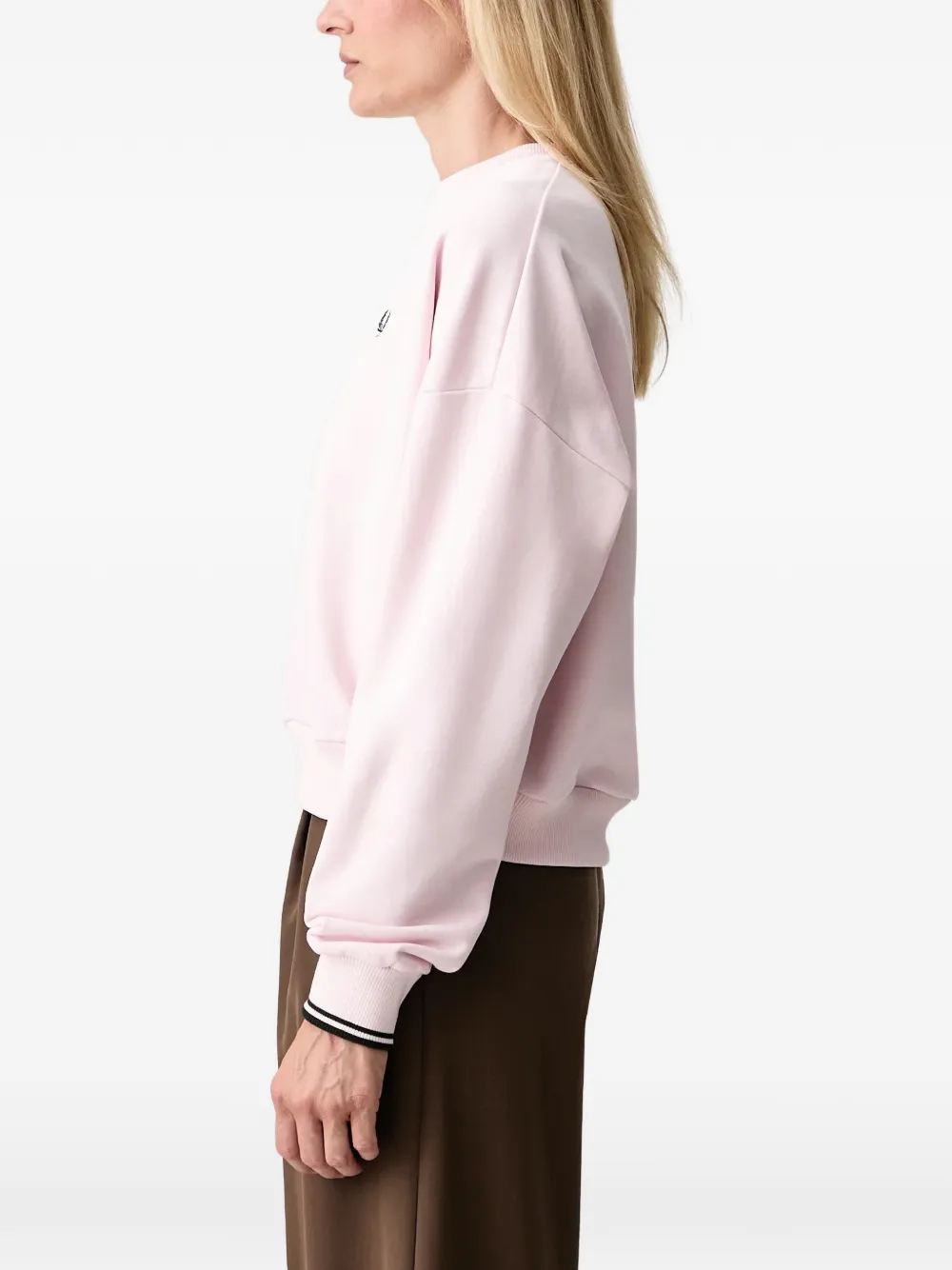 Fred Perry Sweater met geborduurd logo en manchetten Roze