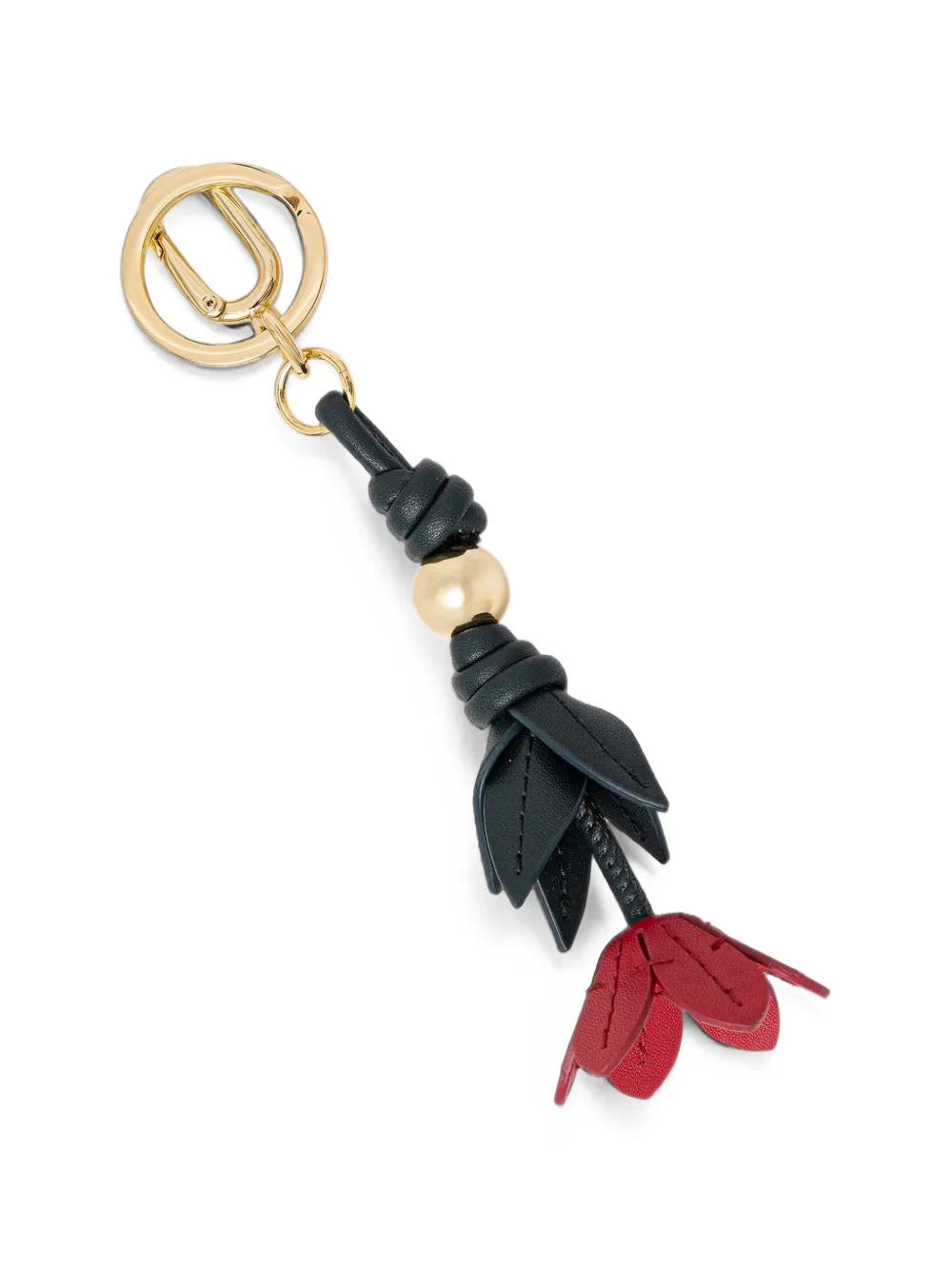 Furla floral-pendant leather keyring