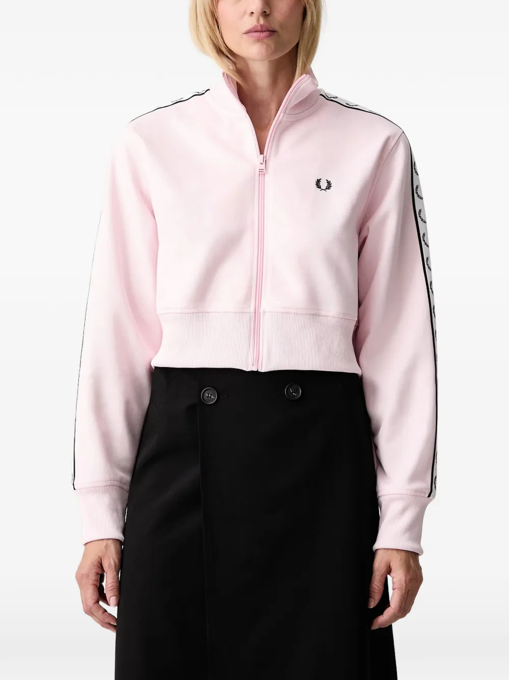 Fred Perry Logo-embroidered Zip-up Sweatshirt In Pink