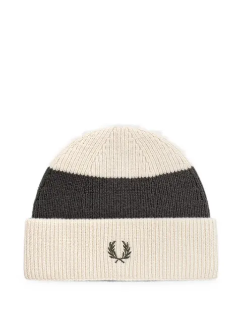 Fred Perry striped beanie hat